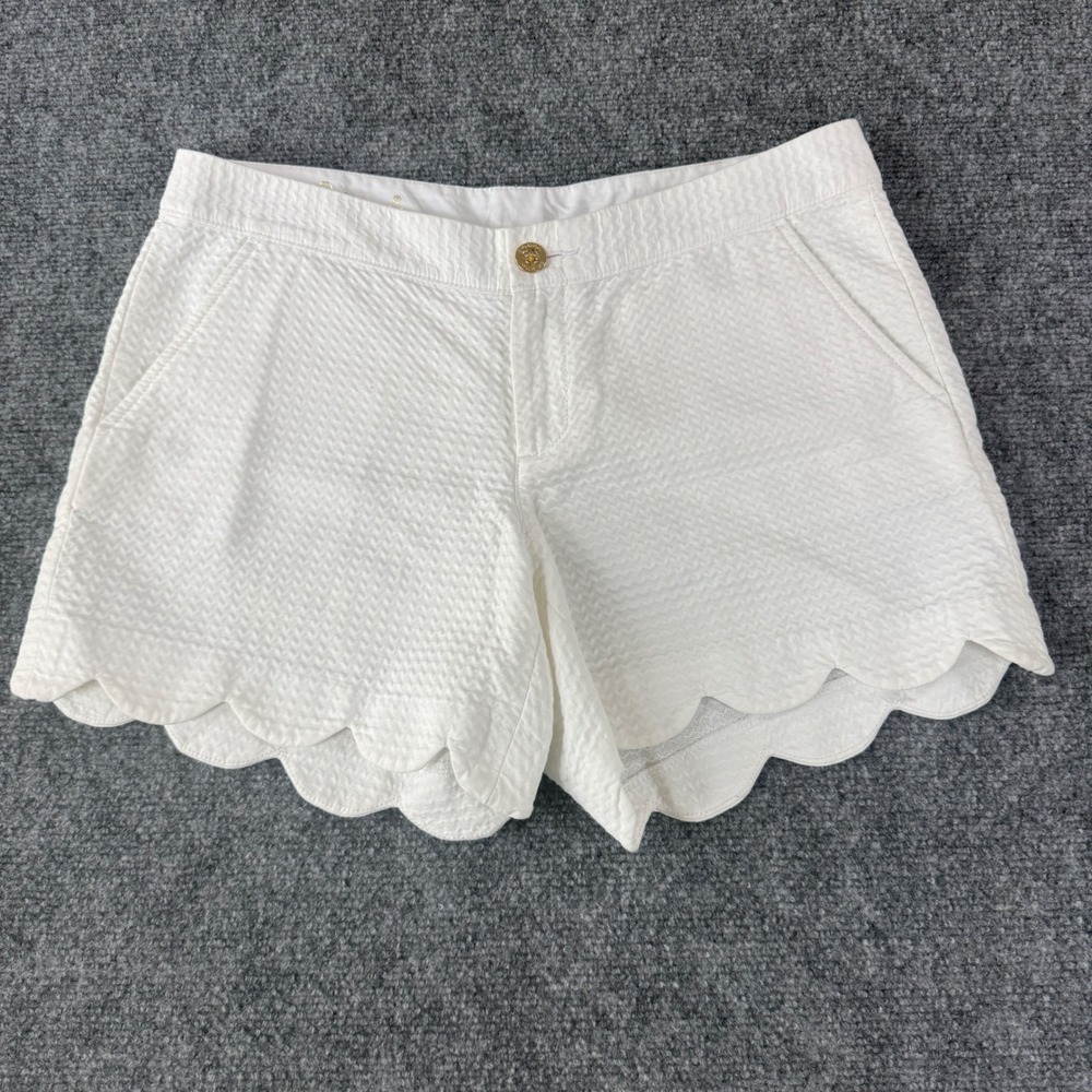 Lilly Pulitzer The Buttercup Short Resort White Seersucker Scalloped Hem Size 4